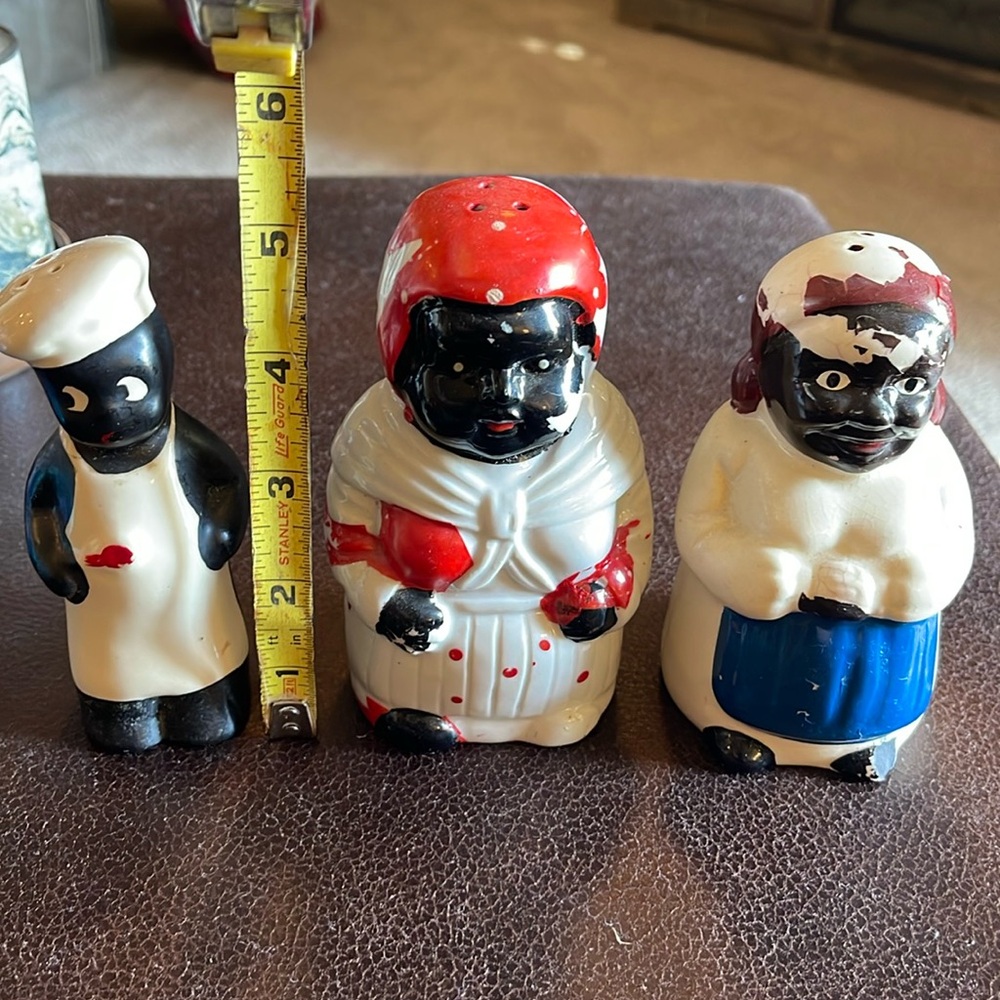 Black Americana Salt and Pepper Shakers trio #6 3 pieces